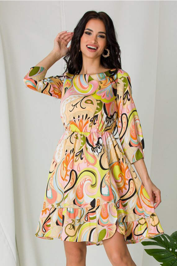 Rochie de zi cu imprimeu in nuante pastelate feminina Moze